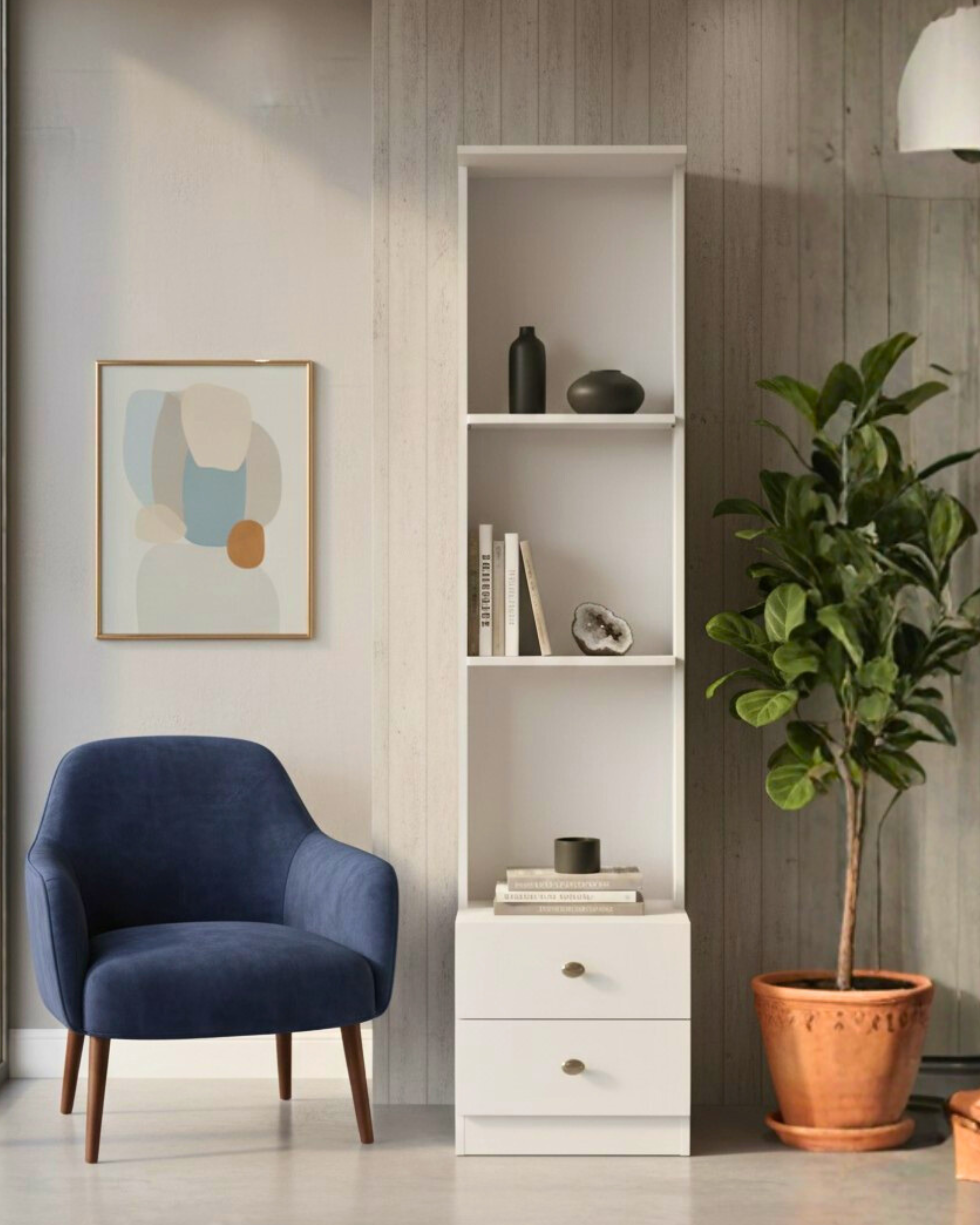 مكتبة أورورا – رفوف ديكور + درجين