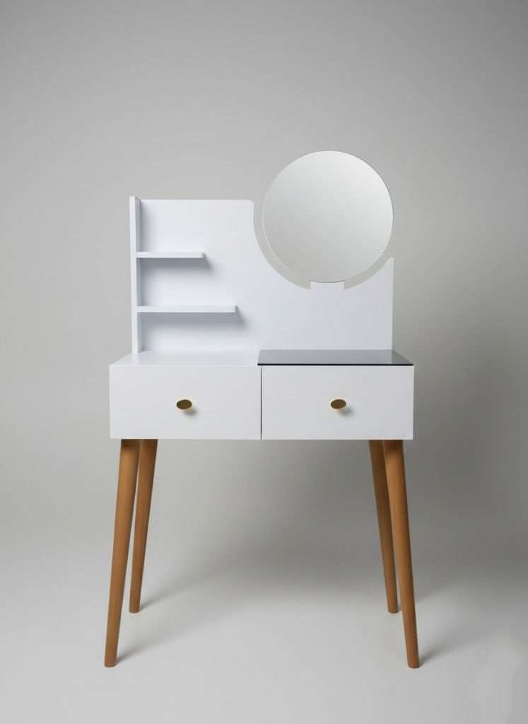 تسريحة إليجانس بمرآة دائرية ورفوف